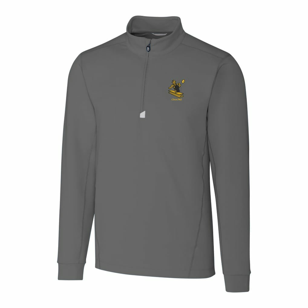 Pittsburgh Steelers Cutter & Buck Throwback Logo Traverse Stretch Quarter-Zip Pullover Top - Steel on sale