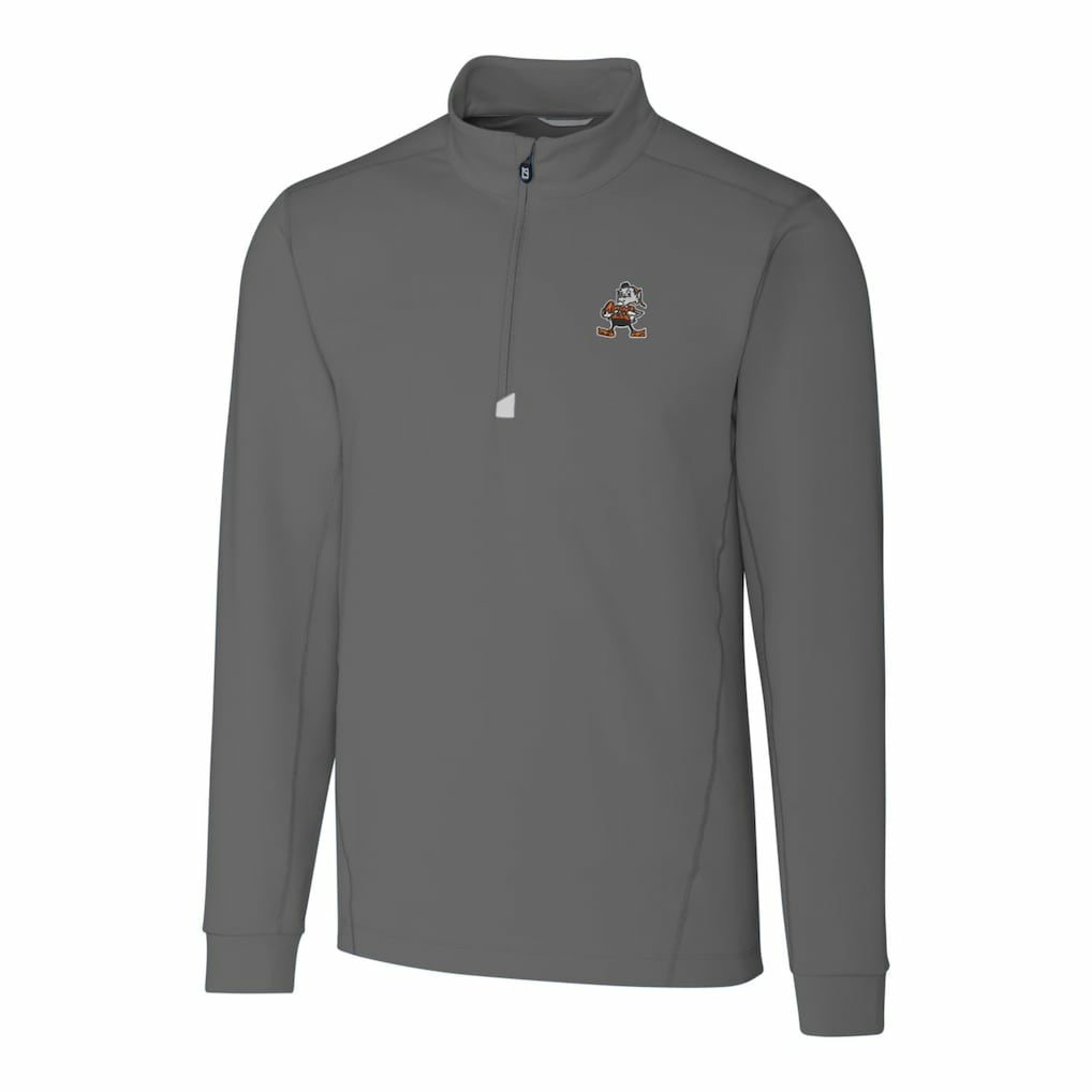 Cleveland Browns Cutter & Buck Throwback Logo Traverse Stretch Quarter-Zip Pullover Top - Steel for sale