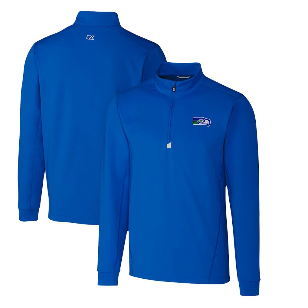 Seattle Seahawks Cutter & Buck Throwback Logo Traverse Stretch Quarter-Zip Pullover Top - Royal outlet