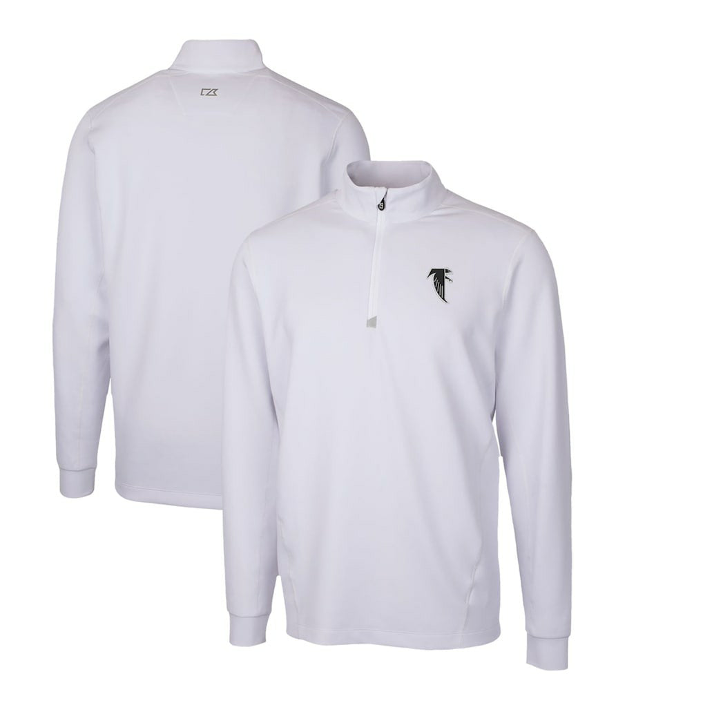 Atlanta Falcons Cutter & Buck Throwback Logo Traverse Stretch Quarter-Zip Pullover Top - White cheap