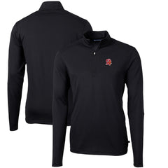 Tampa Bay Buccaneers Cutter & Buck Throwback Logo Virtue Eco Pique Recycled Quarter-Zip Pullover Top - Black for sale
