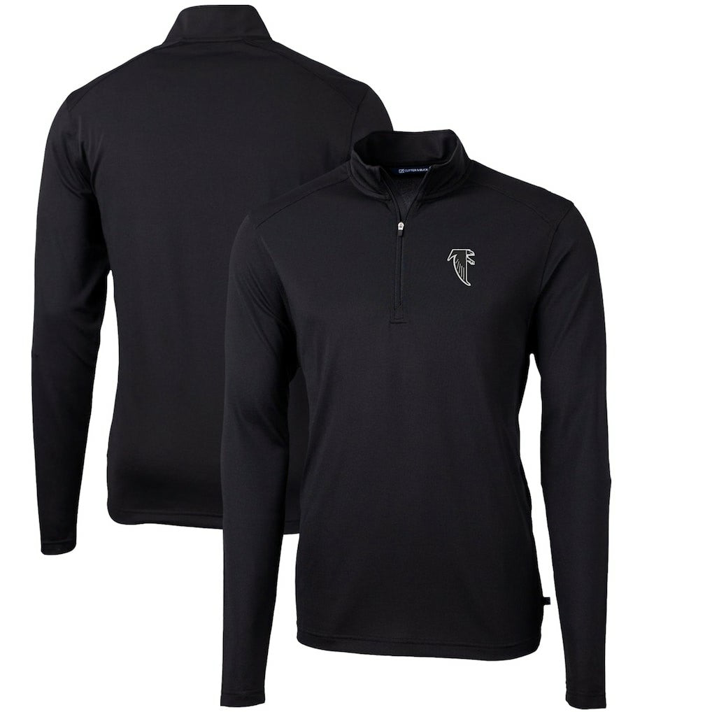 Atlanta Falcons Cutter & Buck Throwback Logo Virtue Eco Pique Recycled Quarter-Zip Pullover Top - Black on sale