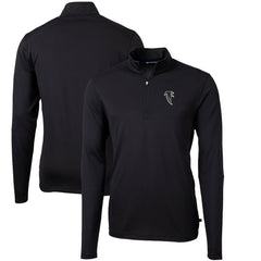 Atlanta Falcons Cutter & Buck Throwback Logo Virtue Eco Pique Recycled Quarter-Zip Pullover Top - Black on sale