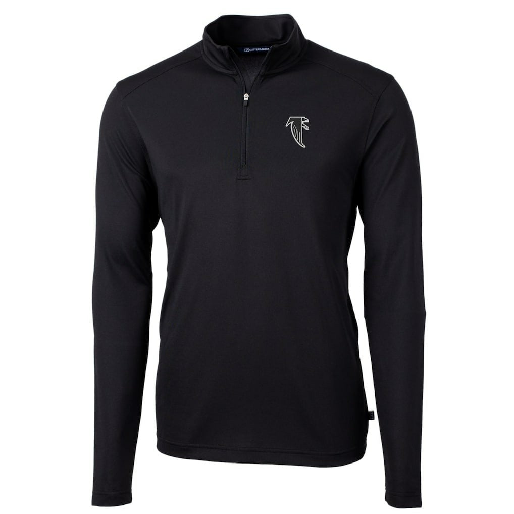 Atlanta Falcons Cutter & Buck Throwback Logo Virtue Eco Pique Recycled Quarter-Zip Pullover Top - Black on sale