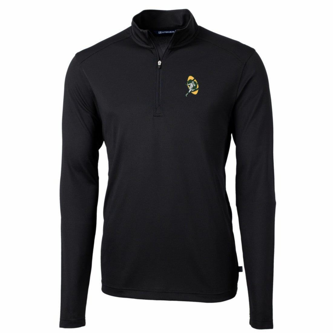 Green Bay Packers Cutter & Buck Throwback Logo Virtue Eco Pique Recycled Quarter-Zip Pullover Top - Black sale
