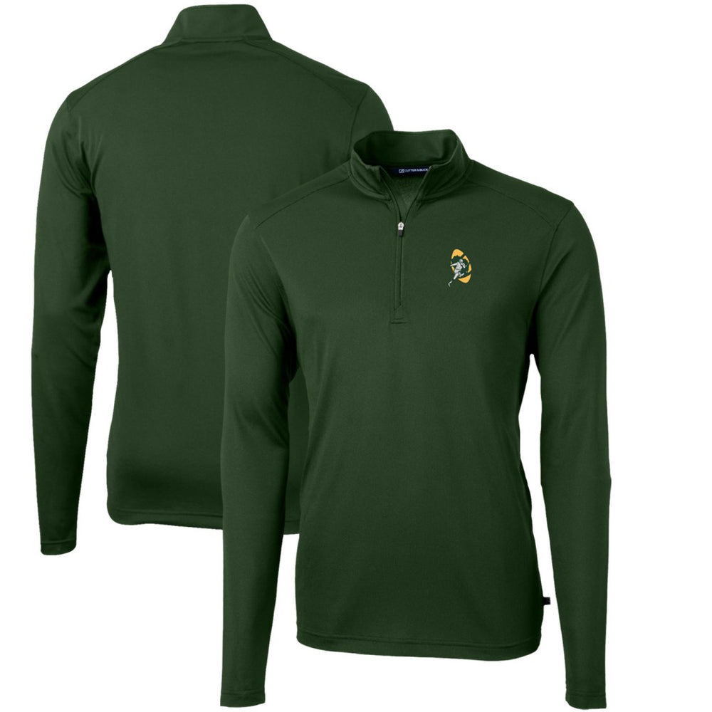 Green Bay Packers Cutter & Buck Throwback Logo Virtue Eco Pique Recycled Quarter-Zip Pullover Top - Green online
