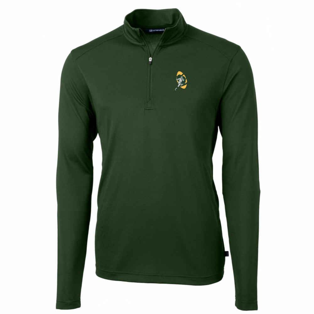 Green Bay Packers Cutter & Buck Throwback Logo Virtue Eco Pique Recycled Quarter-Zip Pullover Top - Green online