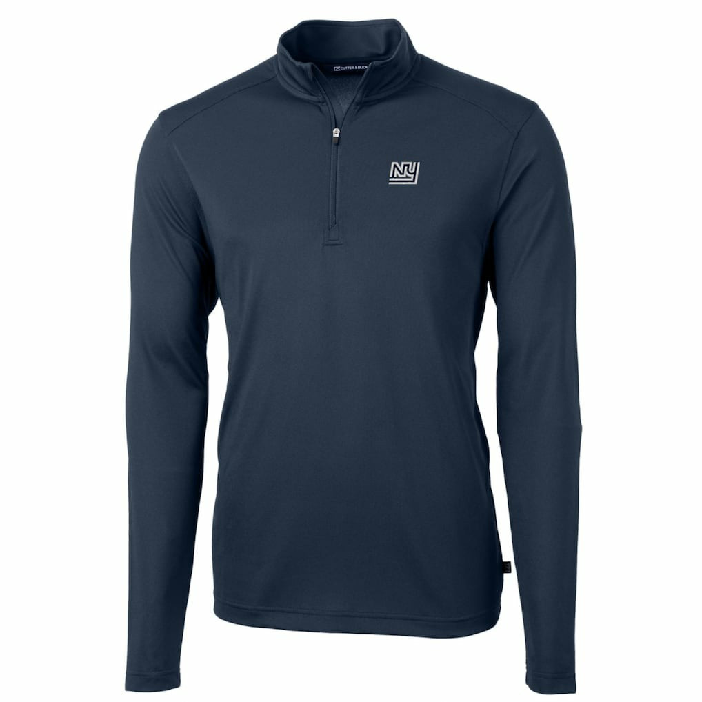 New York Giants Cutter & Buck Throwback Logo Virtue Eco Pique Recycled Quarter-Zip Pullover Top - Navy outlet
