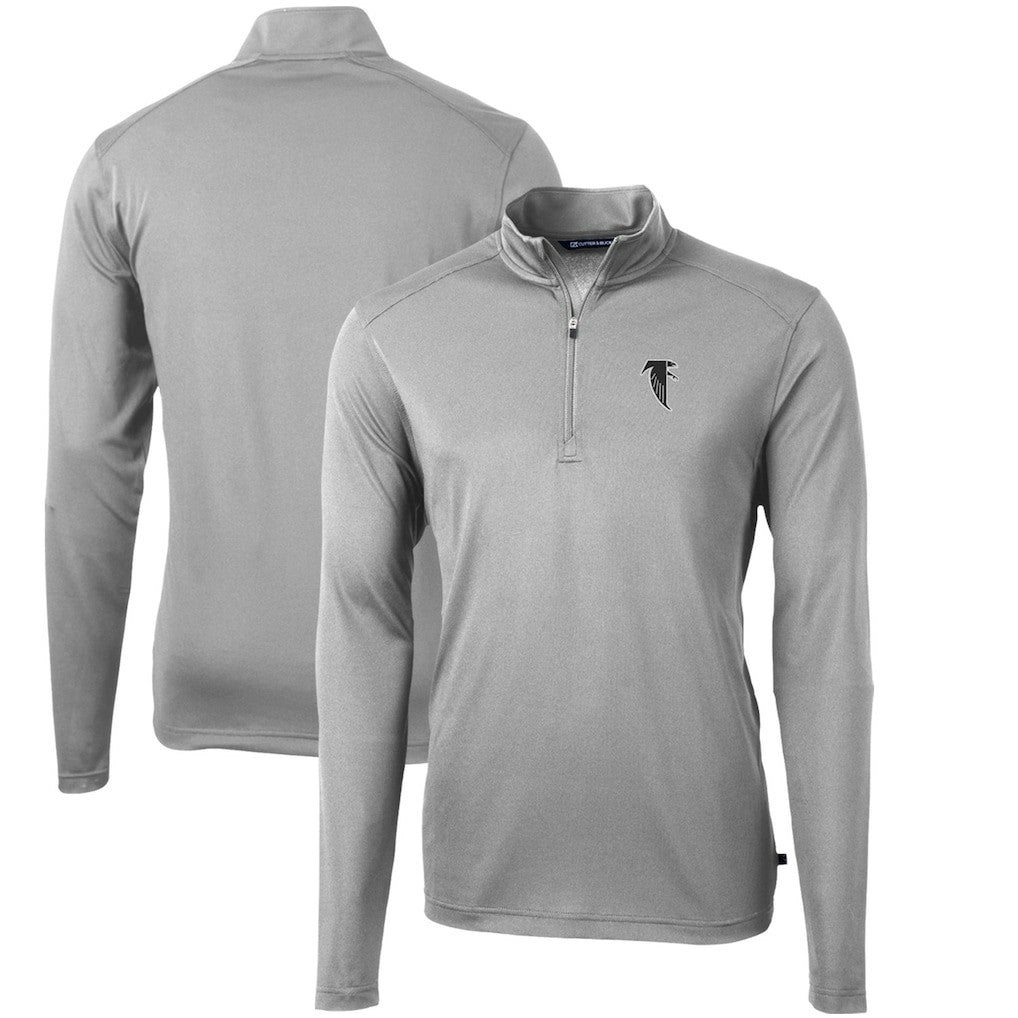 Atlanta Falcons Cutter & Buck Throwback Logo Virtue Eco Pique Recycled Quarter-Zip Pullover Top - Gray for sale
