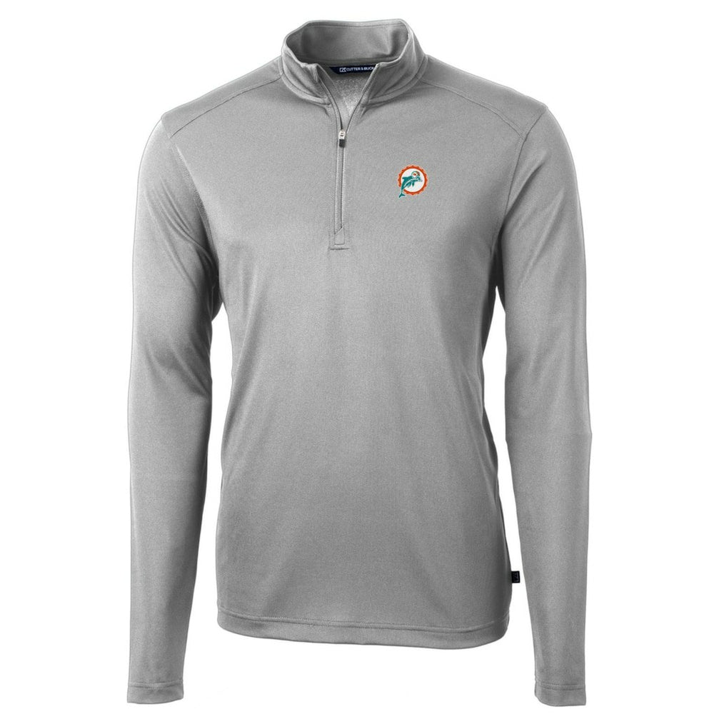 Miami Dolphins Cutter & Buck Throwback Logo Virtue Eco Pique Recycled Quarter-Zip Pullover Top - Gray sale