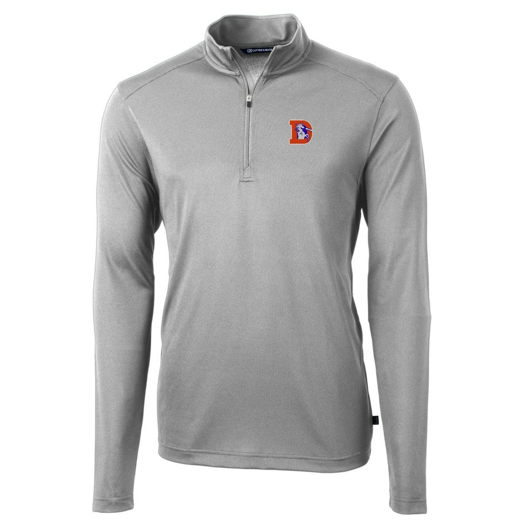 Denver Broncos Cutter & Buck Throwback Logo Virtue Eco Pique Recycled Quarter-Zip Pullover Top - Gray cheap