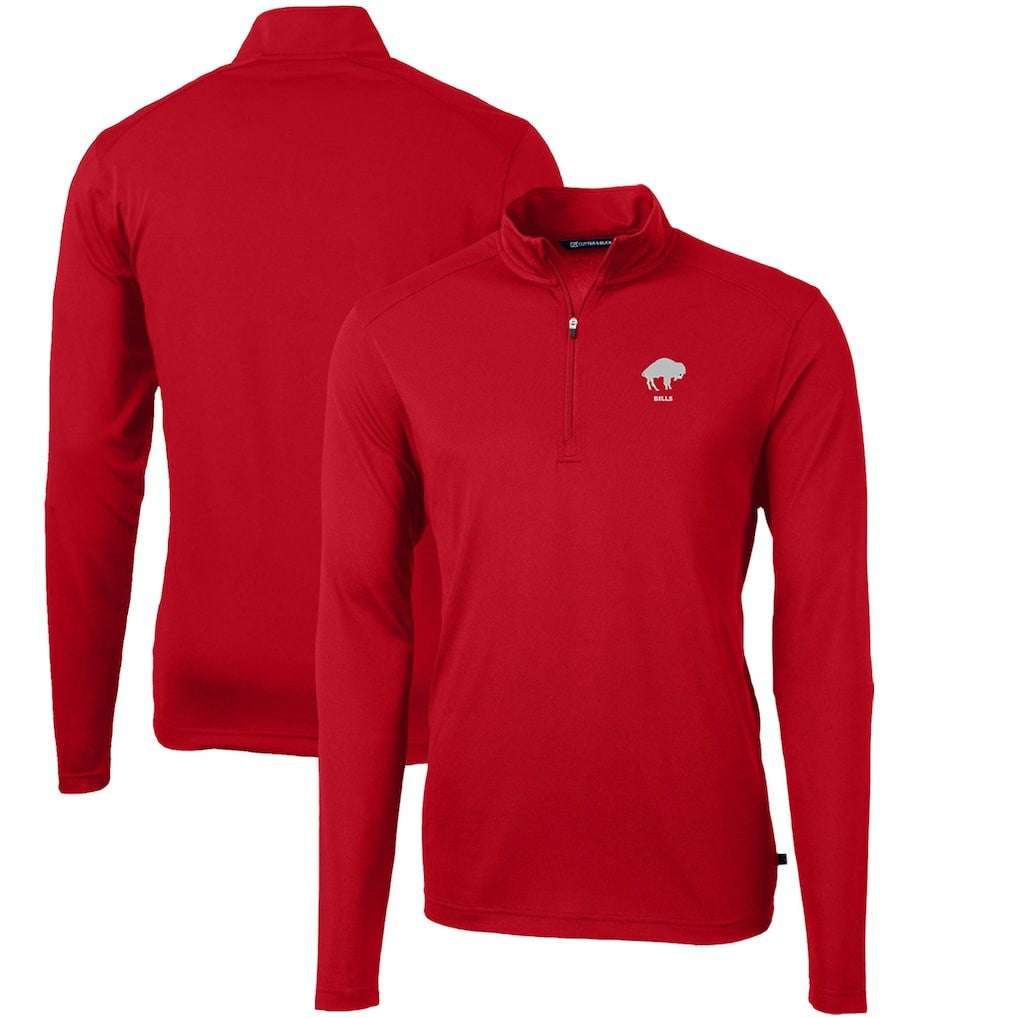 Buffalo Bills Cutter & Buck Throwback Logo Virtue Eco Pique Recycled Quarter-Zip Pullover Top - Red online