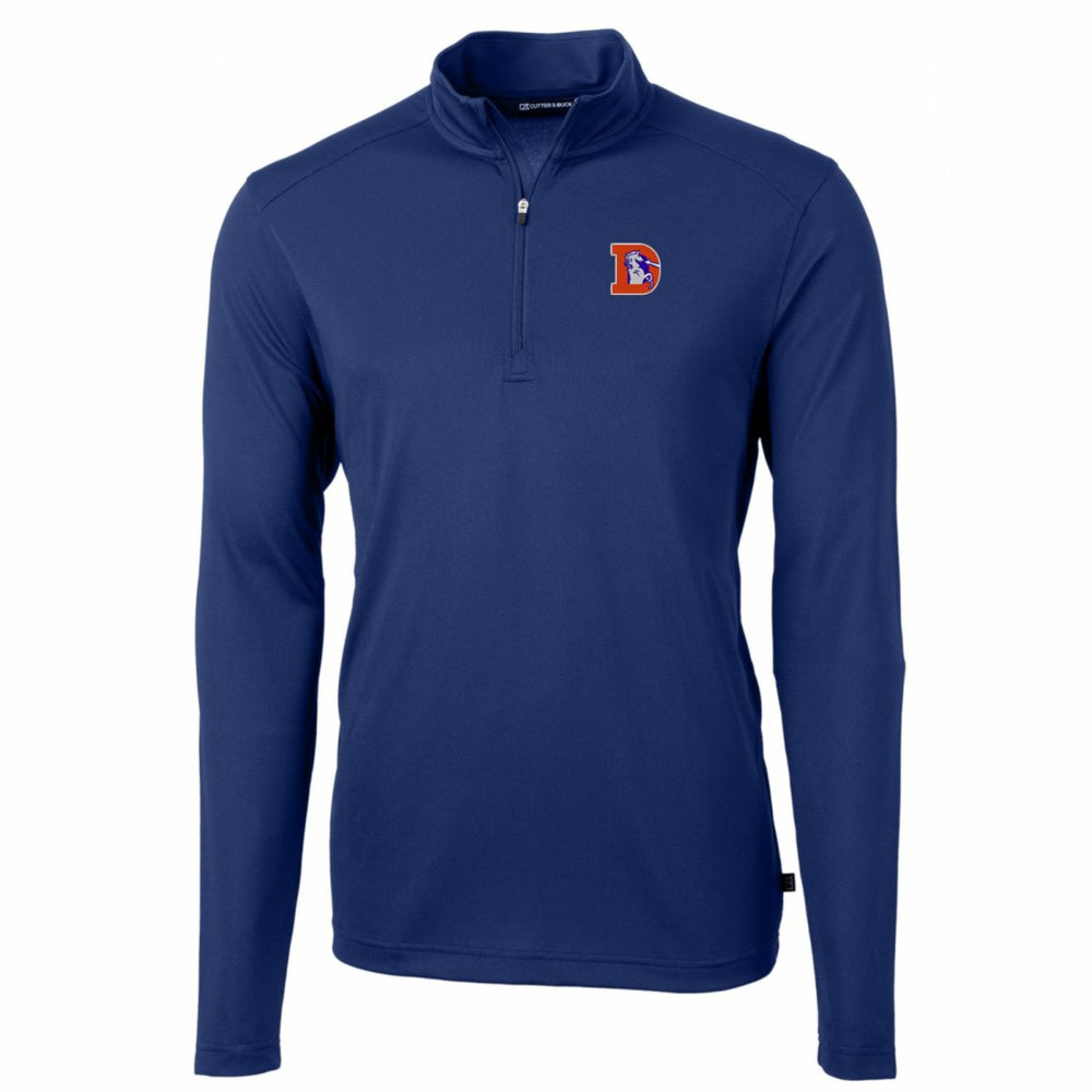 Denver Broncos Cutter & Buck Throwback Logo Virtue Eco Pique Recycled Quarter-Zip Pullover Top - Royal online