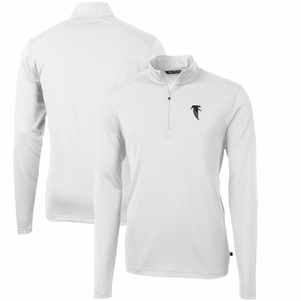 Atlanta Falcons Cutter & Buck Throwback Logo Virtue Eco Pique Recycled Quarter-Zip Pullover Top - White sale