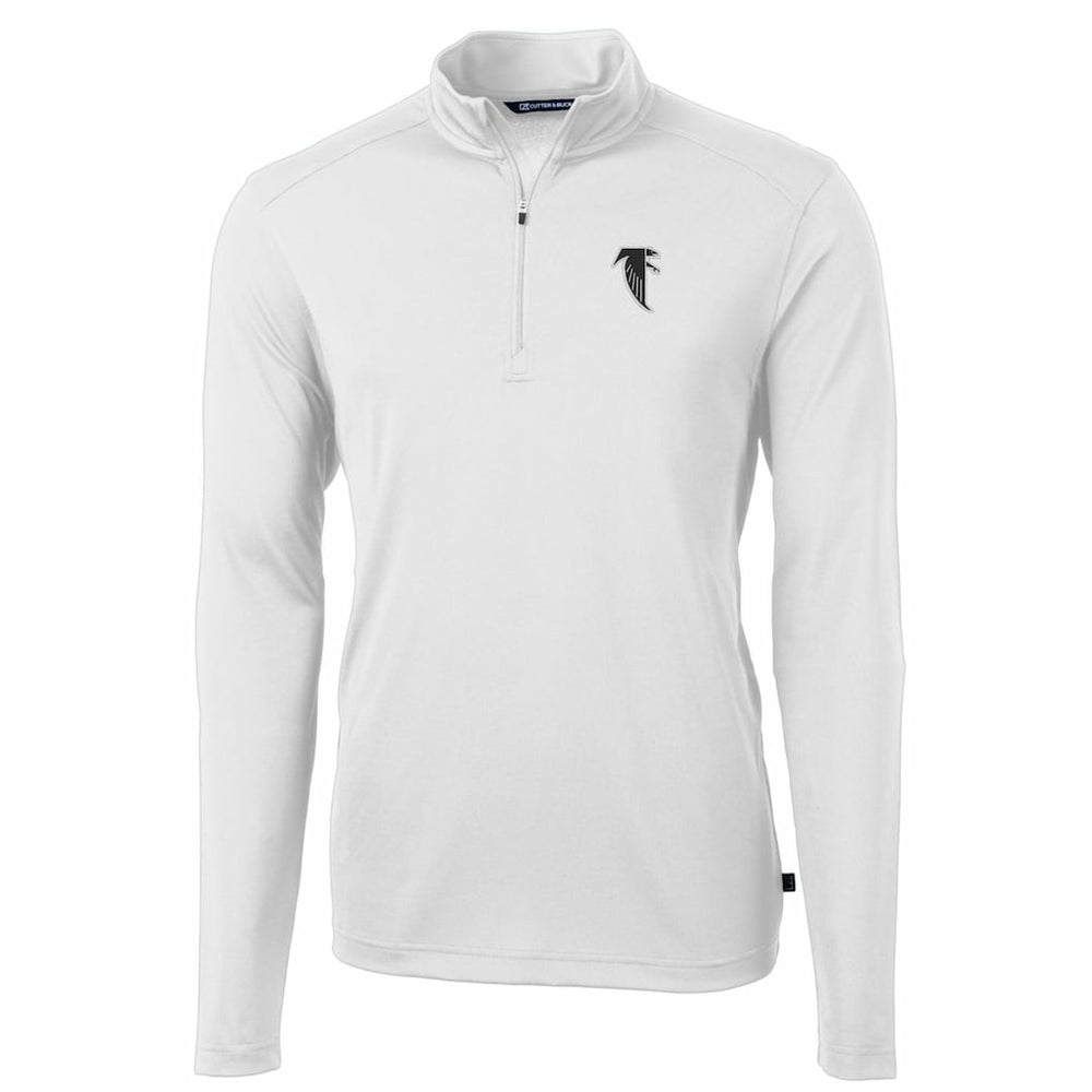 Atlanta Falcons Cutter & Buck Throwback Logo Virtue Eco Pique Recycled Quarter-Zip Pullover Top - White sale