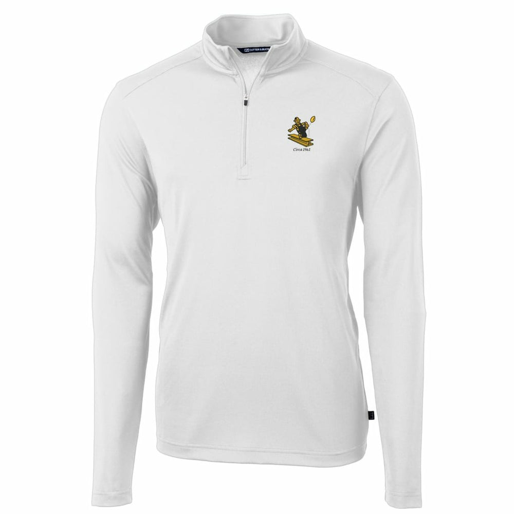 Pittsburgh Steelers Cutter & Buck Throwback Logo Virtue Eco Pique Recycled Quarter-Zip Pullover Top - White on sale