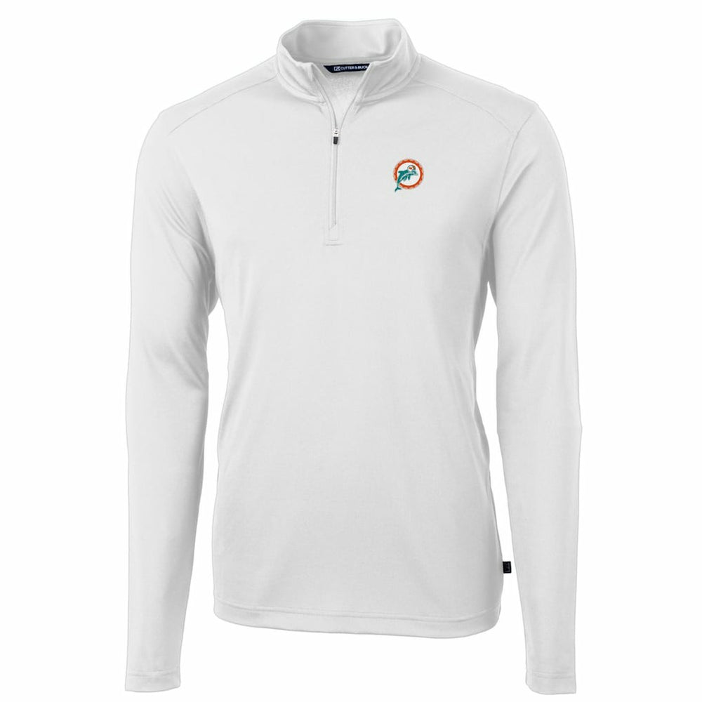 Miami Dolphins Cutter & Buck Throwback Logo Virtue Eco Pique Recycled Quarter-Zip Pullover Top - White online