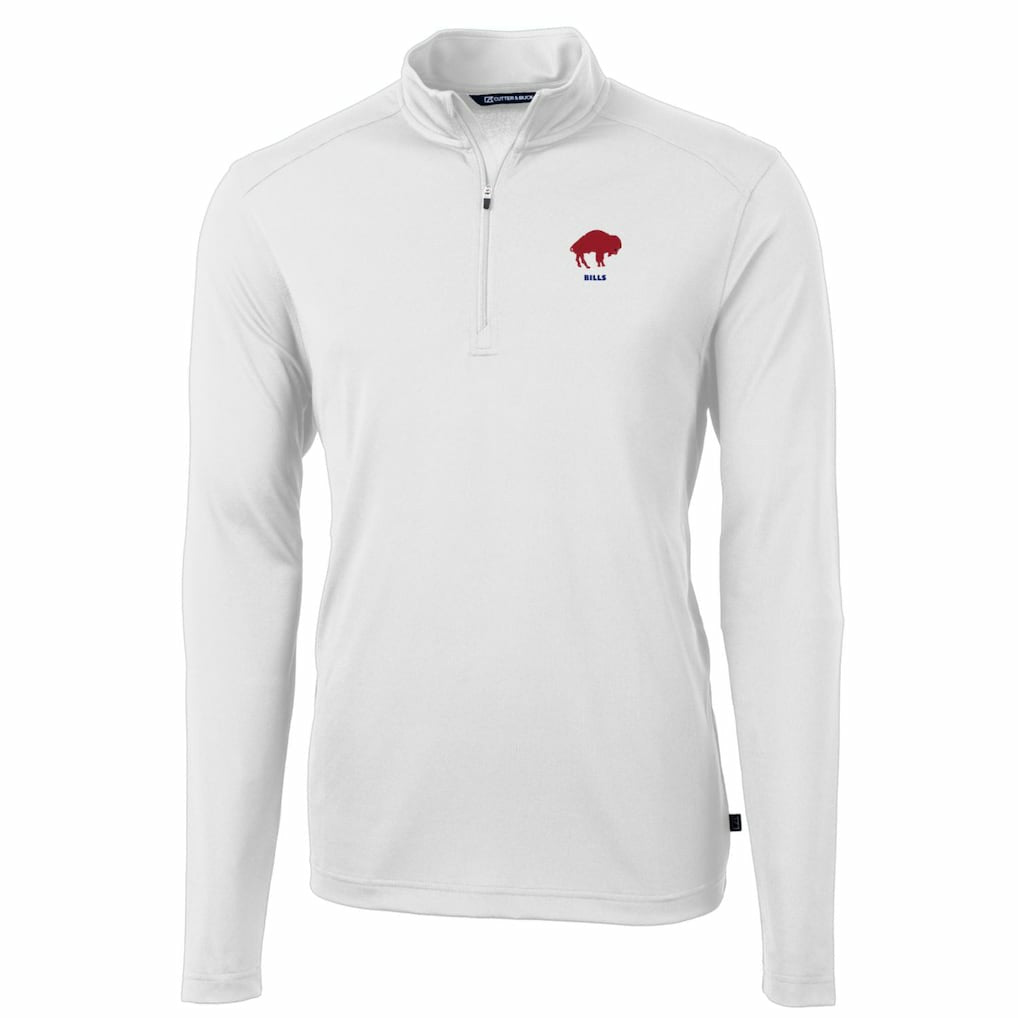 Buffalo Bills Cutter & Buck Throwback Logo Virtue Eco Pique Recycled Quarter-Zip Pullover Top - White sale
