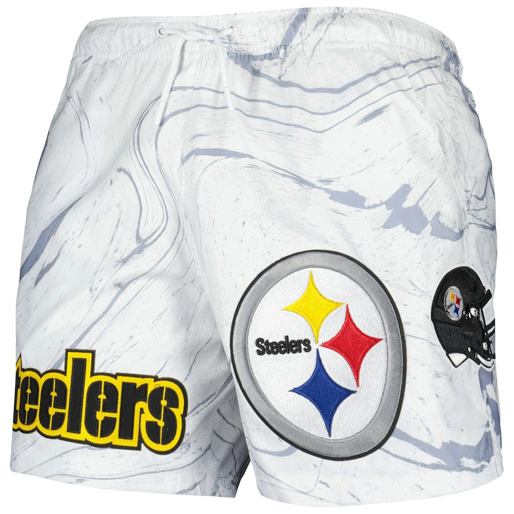 Pittsburgh Steelers Pro Standard Allover Marble Print Shorts - White for sale