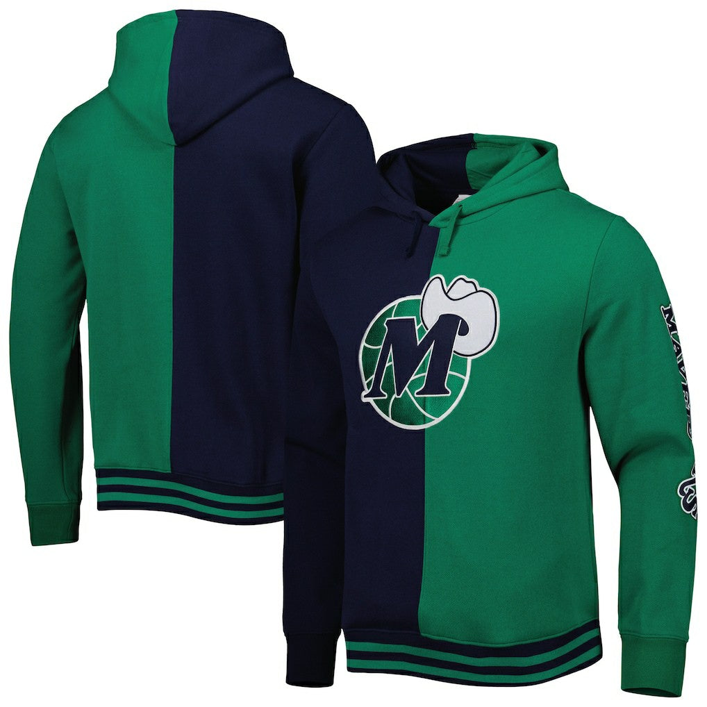 Dallas Mavericks Hardwood Classics Split Pullover Hoodie sale - Navy/Green | Mitchell & Ness shop