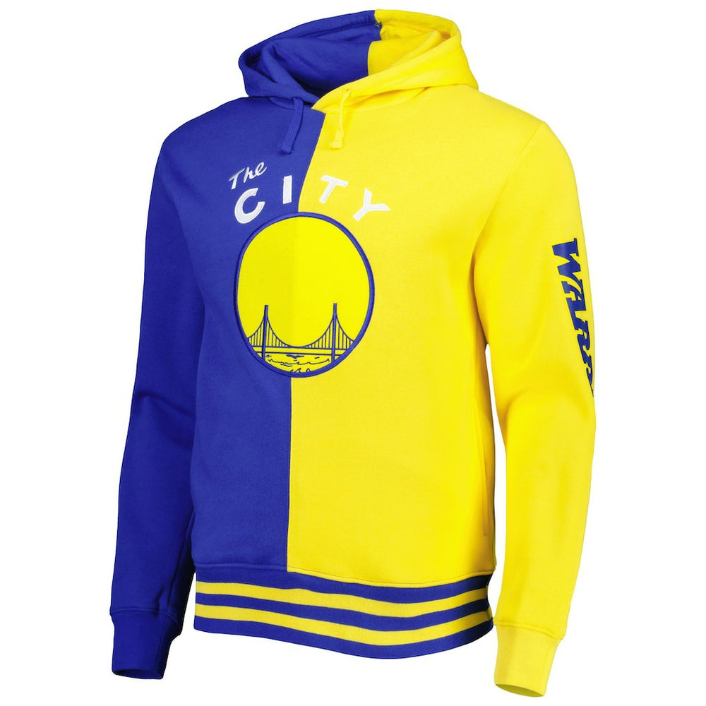 Golden State Warriors Hardwood Classics Split Pullover Hoodie sale - Royal/Gold | Mitchell & Ness cheap