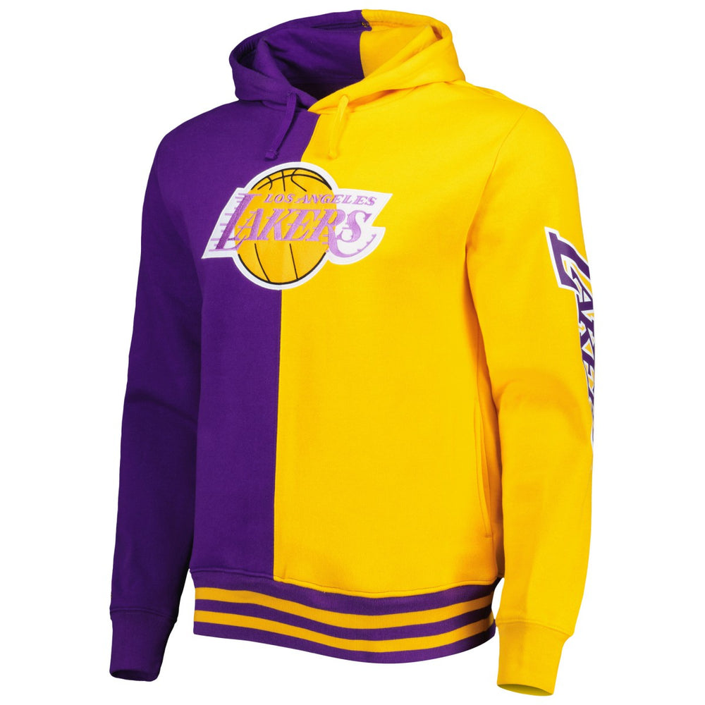 Los Angeles Lakers Hardwood Classics Split Pullover Hoodie - Purple/Gold | Mitchell & Ness on sale