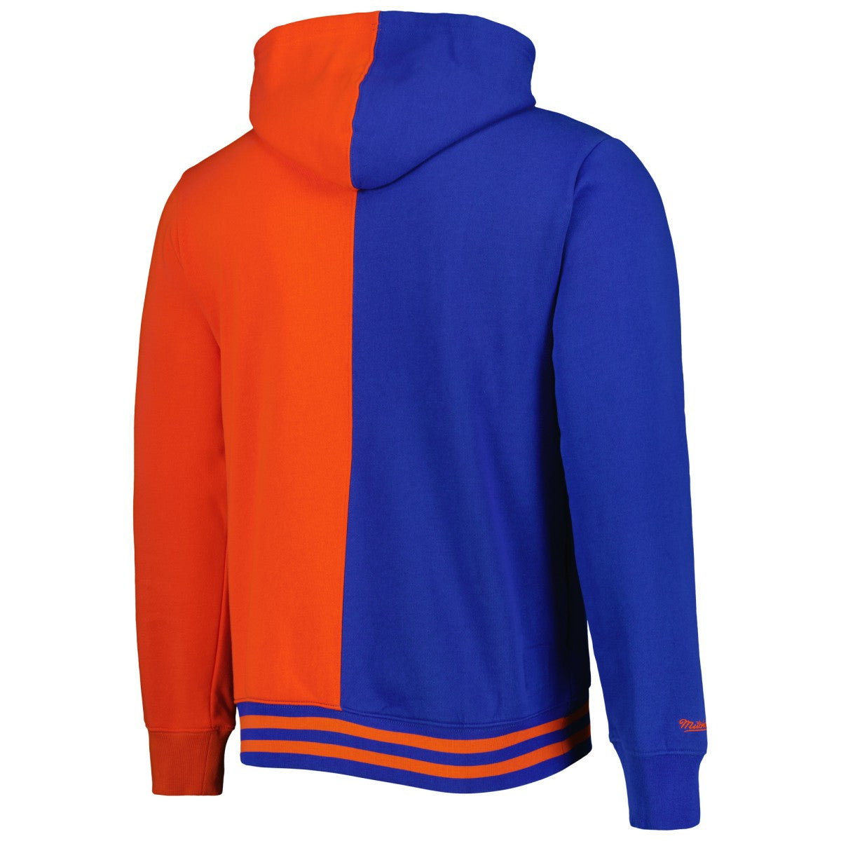 New York Knicks Hardwood Classics Split Pullover Hoodie - Blue/Orange | Mitchell & Ness shop
