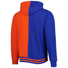 New York Knicks Hardwood Classics Split Pullover Hoodie - Blue/Orange | Mitchell & Ness shop