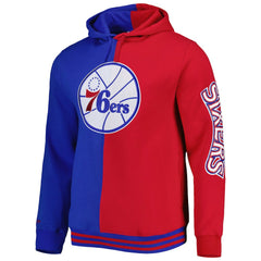 Philadelphia 76ers Hardwood Classics Split Pullover Hoodie - Royal/Red | Mitchell & Ness cheap