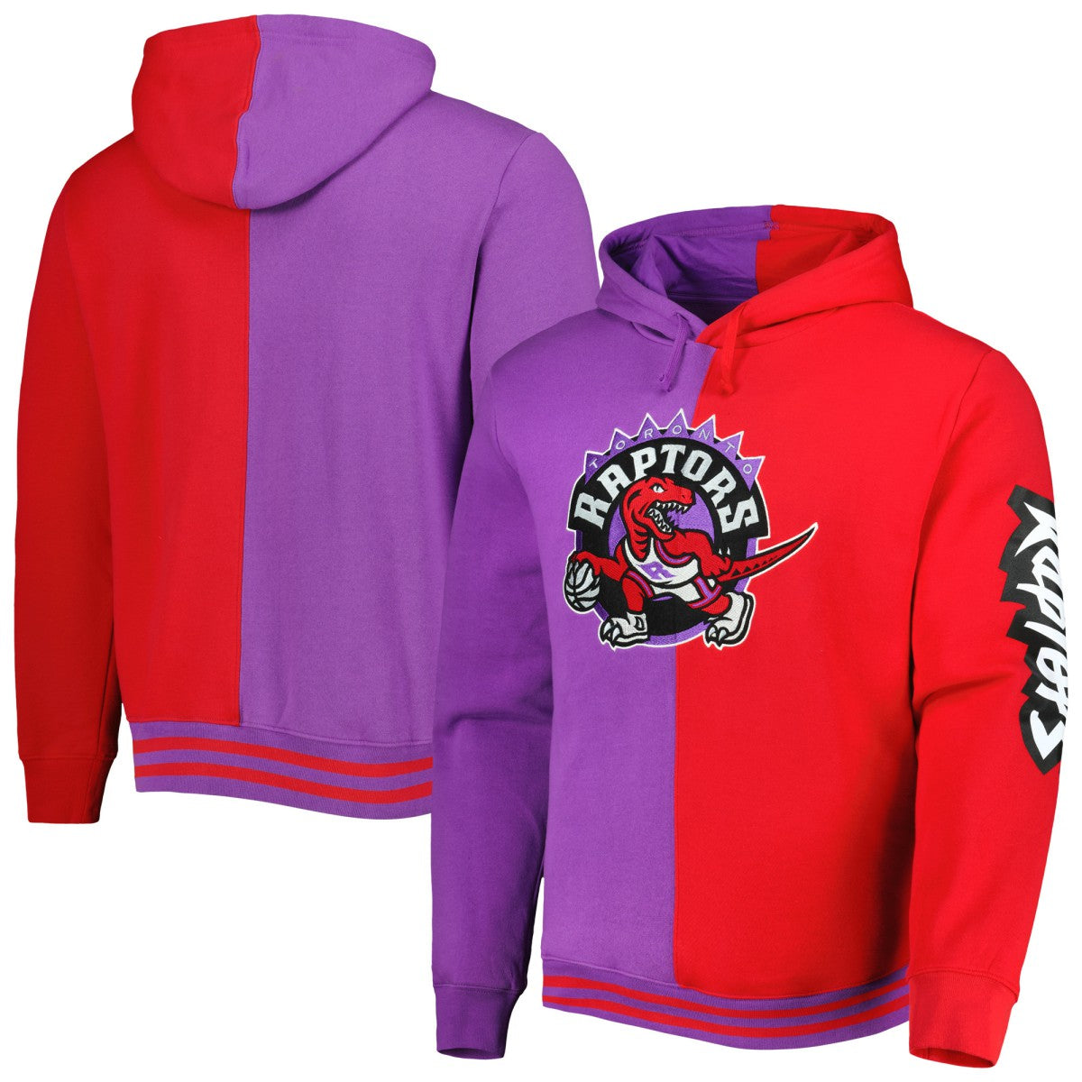 Toronto Raptors Hardwood Classics Split Pullover Hoodie - Purple/Red | Mitchell & Ness outlet