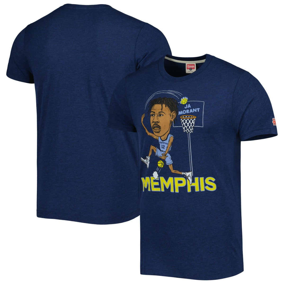 Ja Morant Memphis Grizzlies Homage Caricature Tri-Blend T-Shirt - Navy shop