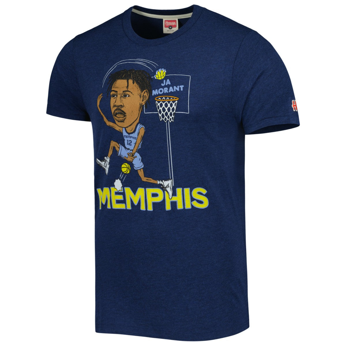 Ja Morant Memphis Grizzlies Homage Caricature Tri-Blend T-Shirt - Navy shop