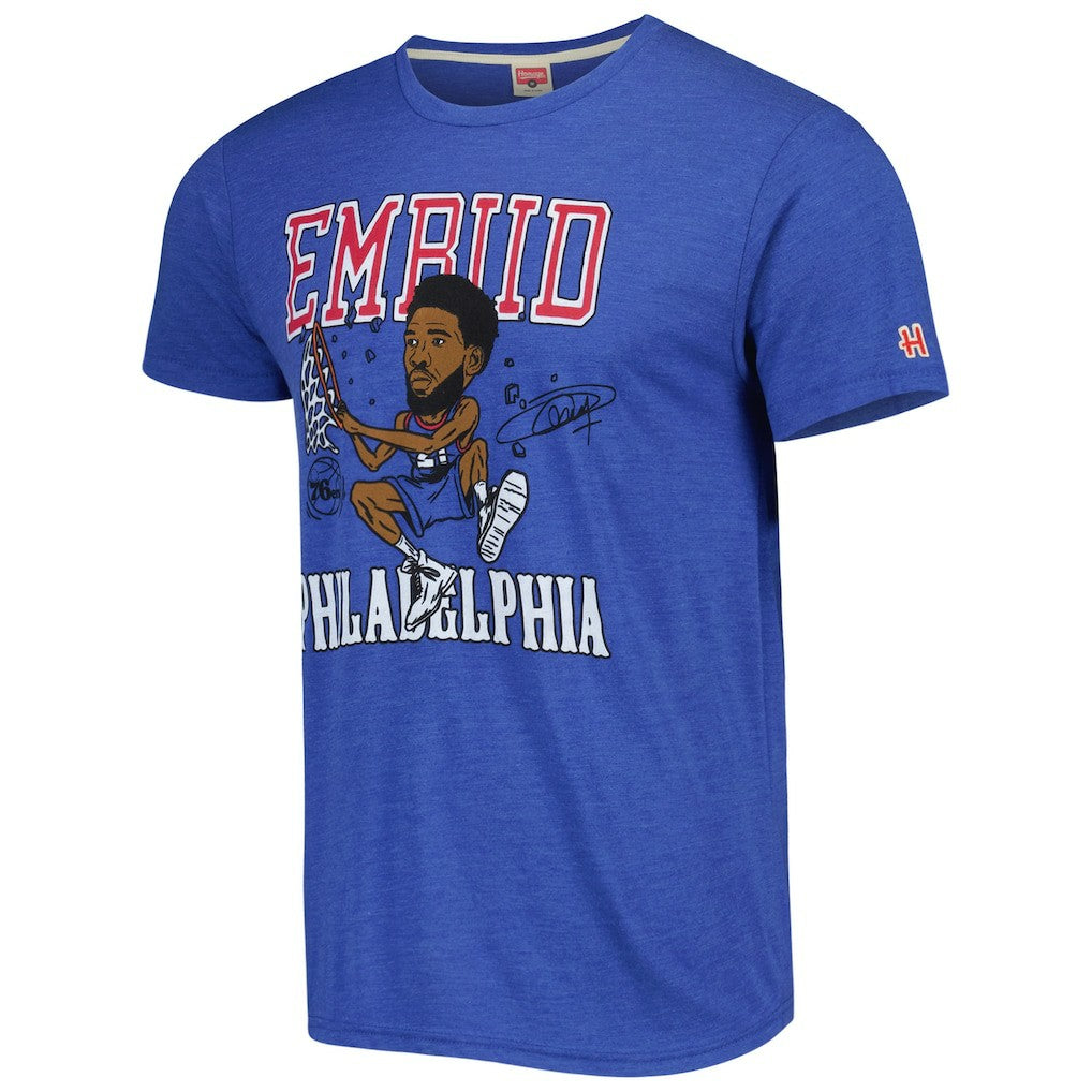 Joel Embiid Philadelphia 76ers Homage Caricature Tri-Blend T-Shirt - Royal cheap