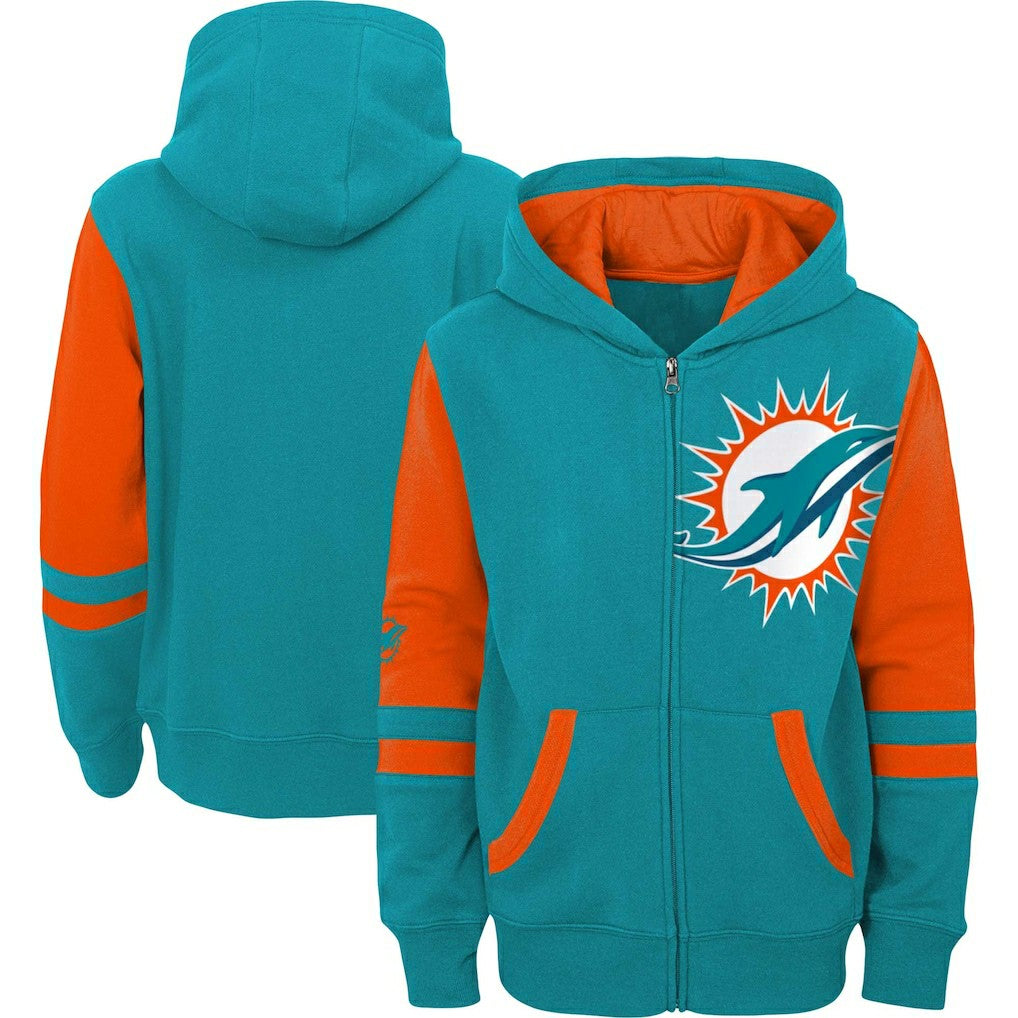 Miami Dolphins Youth Colorblock Full-Zip Hoodie - Aqua outlet