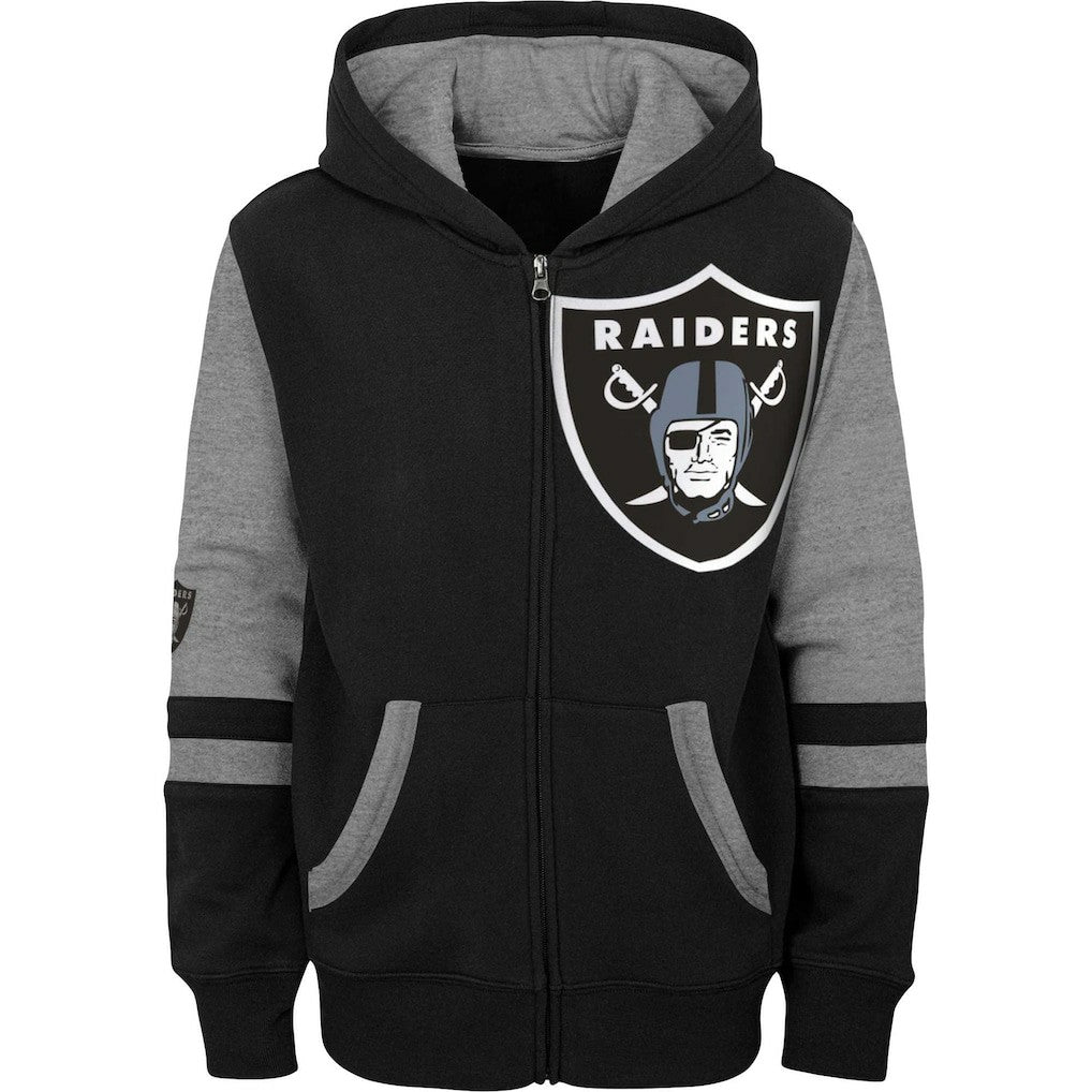 Las Vegas Raiders Youth Colorblock Full-Zip Hoodie - Black on sale