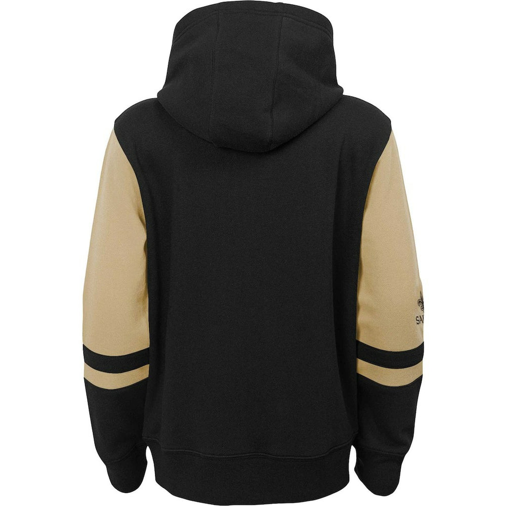 New Orleans Saints Youth Colorblock Full-Zip Hoodie - Black outlet
