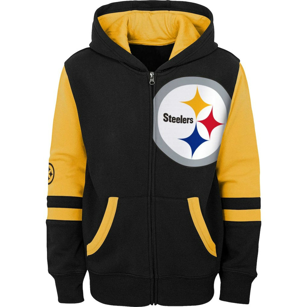 Pittsburgh Steelers Youth Colorblock Full-Zip Hoodie - Black outlet
