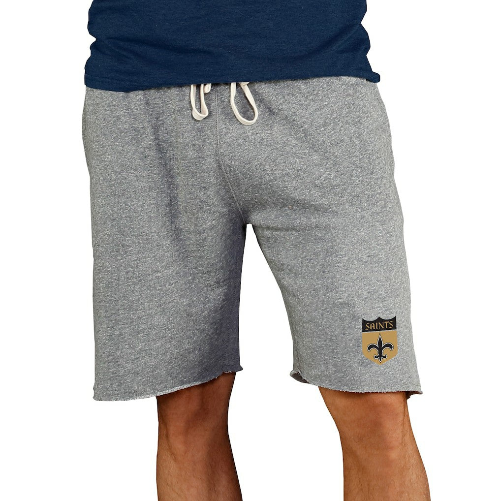 New Orleans Saints Concepts Sport Throwback Logo Mainstream Terry Shorts - Gray for sale