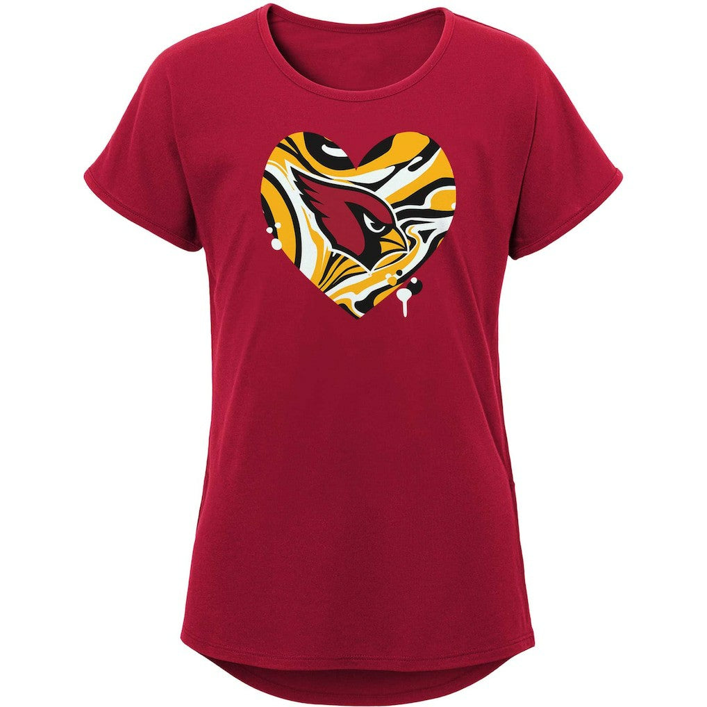 Arizona Cardinals Girls Youth Drip Heart Dolman T-Shirt - Cardinal outlet