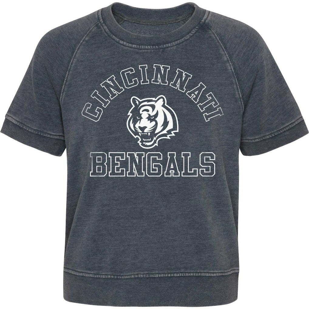 Cincinnati Bengals Girls Juniors Cheer Squad Raglan T-Shirt - Heather Charcoal for sale