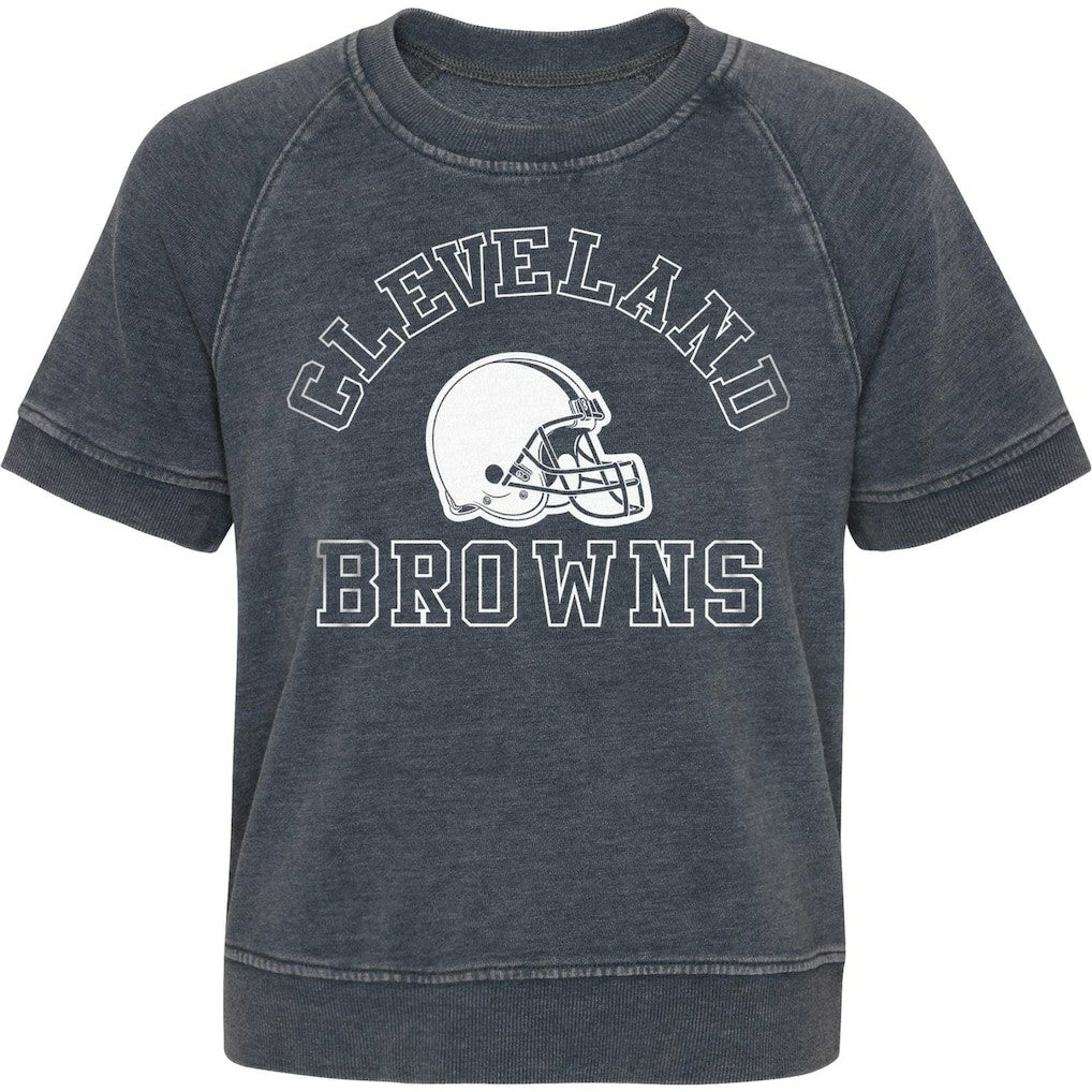 Cleveland Browns Girls Juniors Cheer Squad Raglan T-Shirt - Heather Charcoal on sale