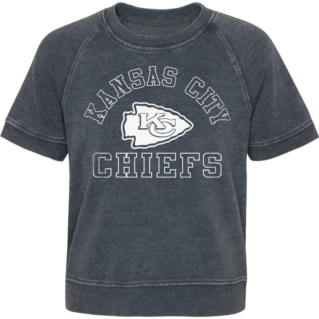 Kansas City Chiefs Girls Juniors Cheer Squad Raglan T-Shirt - Heather Charcoal for sale