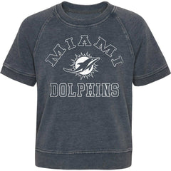 Miami Dolphins Girls Juniors Cheer Squad Raglan T-Shirt - Heather Charcoal cheap