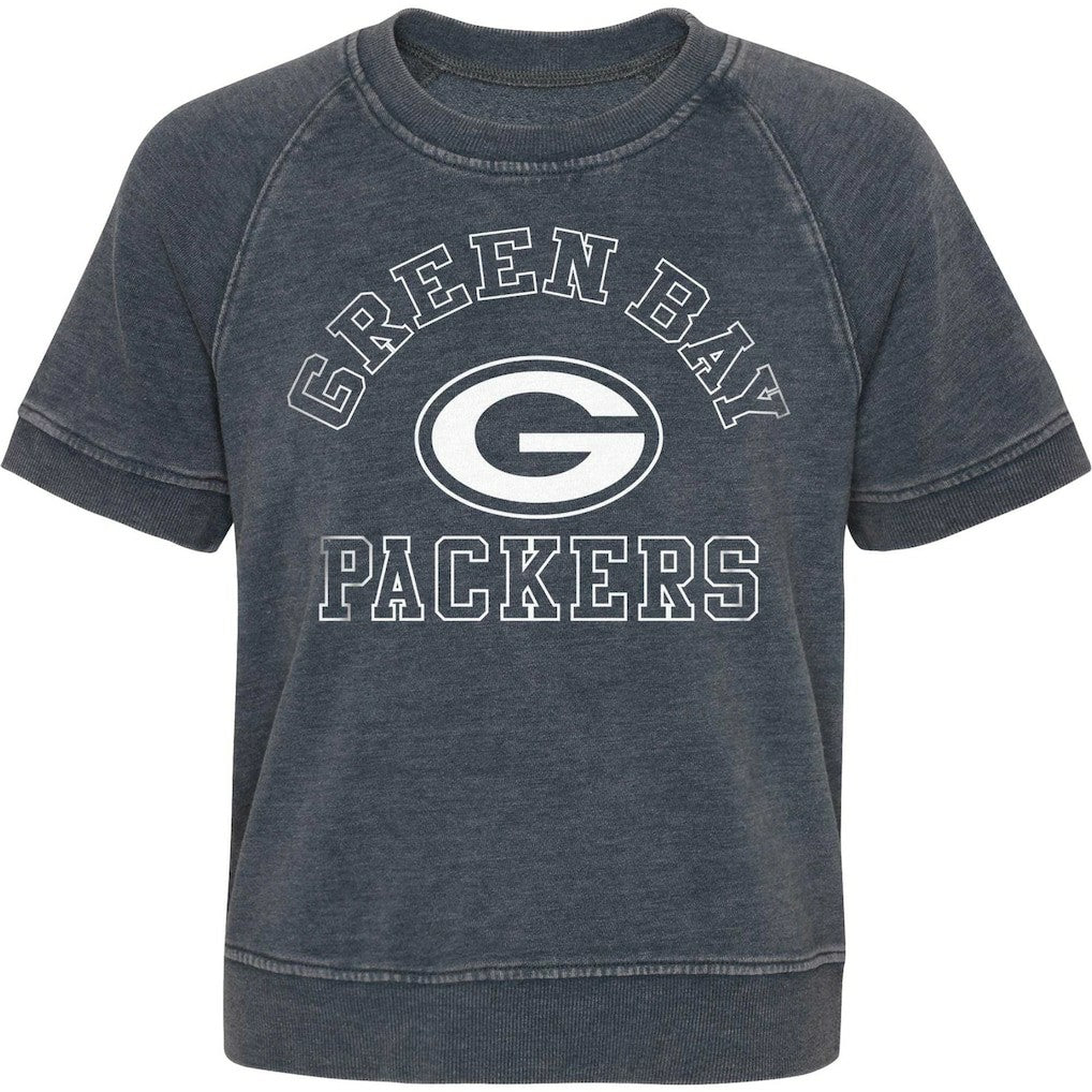 Green Bay Packers Girls Juniors Cheer Squad Raglan T-Shirt - Heather Charcoal sale