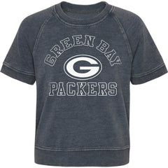 Green Bay Packers Girls Juniors Cheer Squad Raglan T-Shirt - Heather Charcoal sale