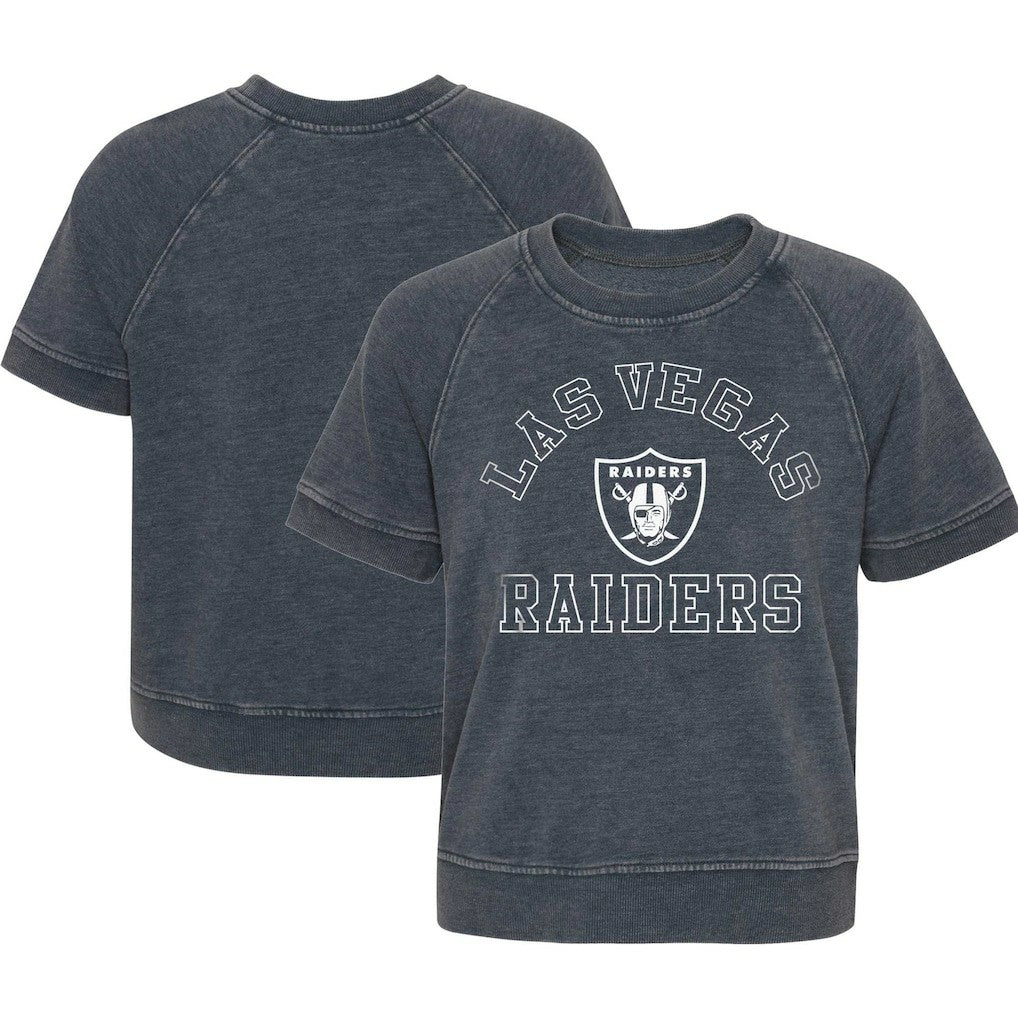 Las Vegas Raiders Girls Juniors Cheer Squad Raglan T-Shirt - Heather Charcoal discount