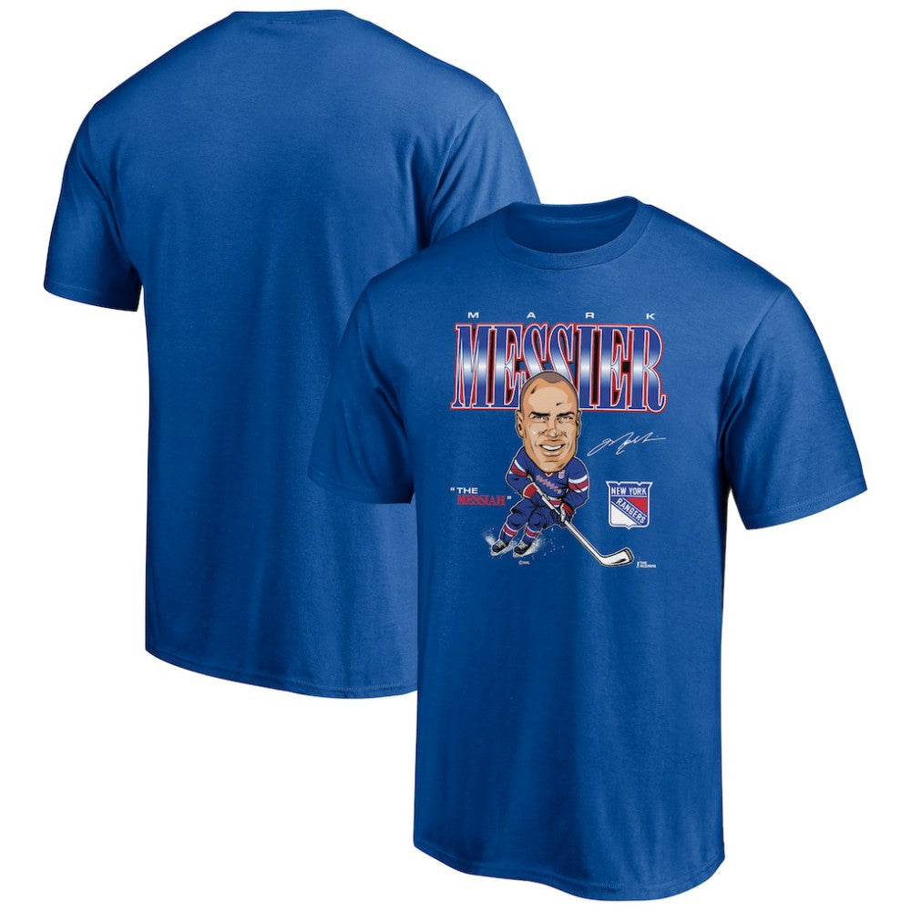 Mark Messier New York Rangers Player Caricature T-Shirt Blue