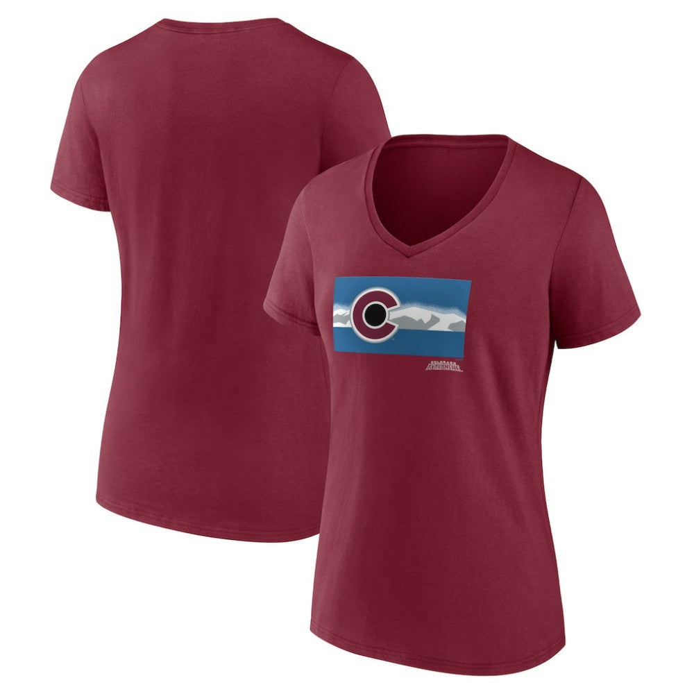 Colorado Avalanche Women's Shout Out V-Neck T-Shirt Burgundy