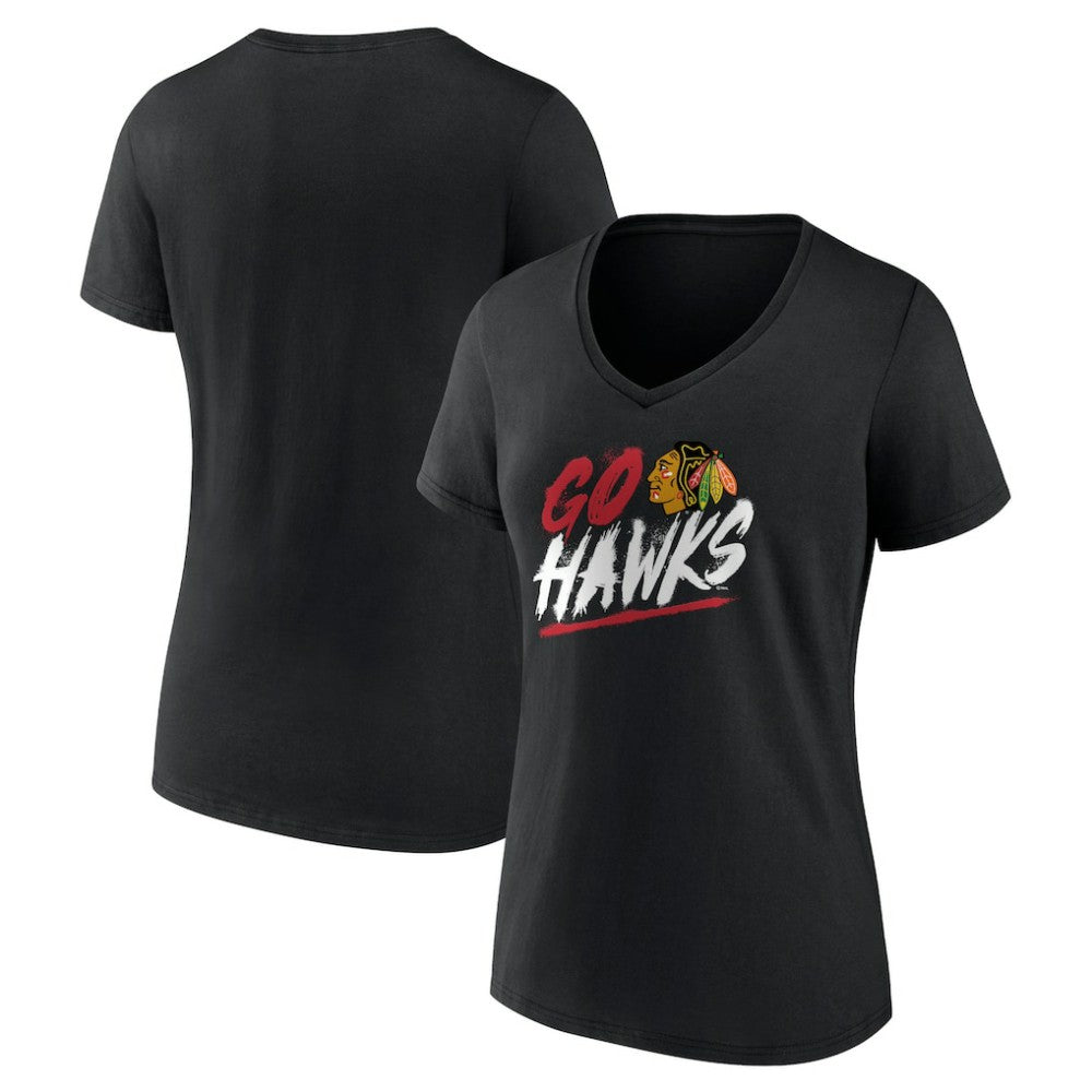 Chicago Blackhawks Women's Proclamation V-Neck T-Shirt Black