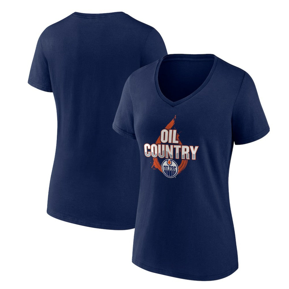 Edmonton Oilers Women's Represent V-Neck T-Shirt Navy